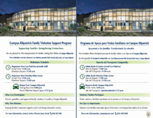 Flyer for the Campus Kilpatrick Family Visitation Support Program