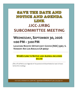 Save the date banner for JJCC-JJRBG meeting for 09.30.26