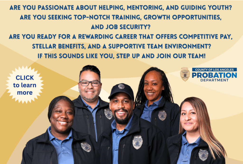 A banner for job employment with picture of probation employees