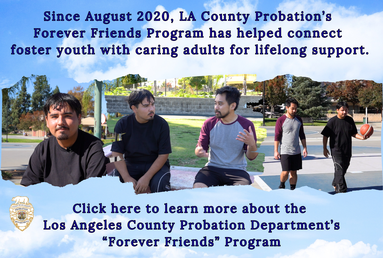 A banner with five friends