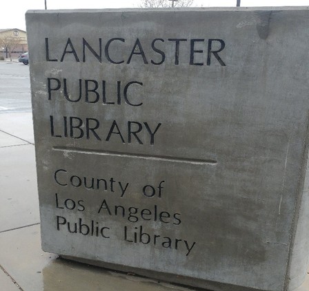 Lancaster Public Library sign.